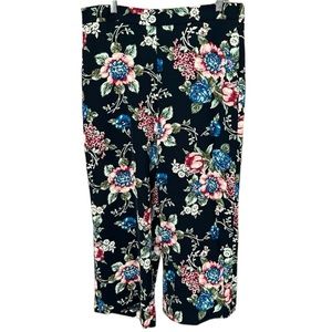 NWT Brooks Brothers Red Fleece Wide Leg Black Floral Print Designer Pants